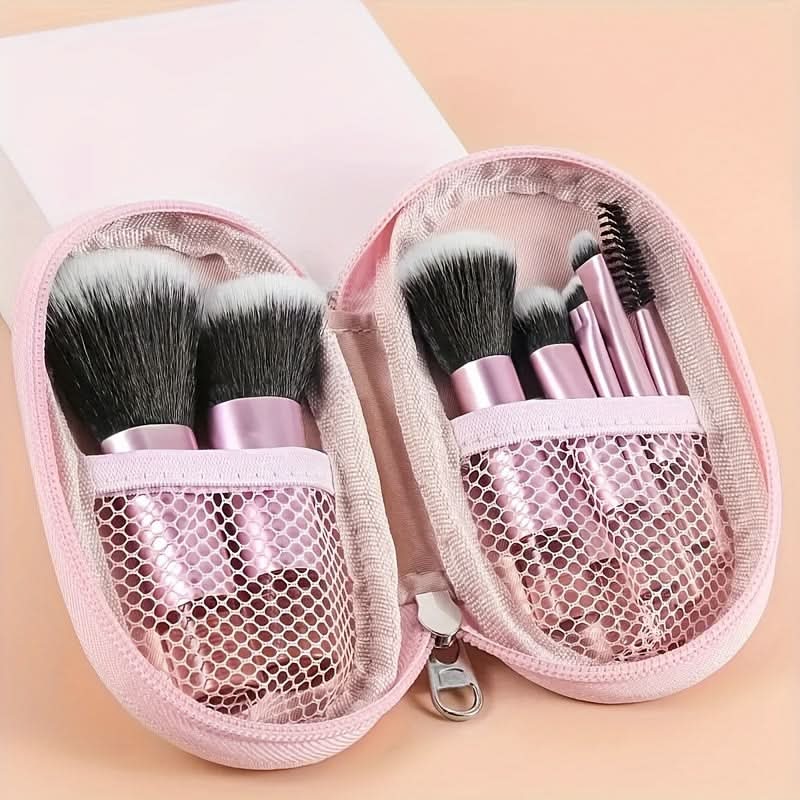 10-Piece Travel Makeup Brush Set with Case - Compact & Versatile