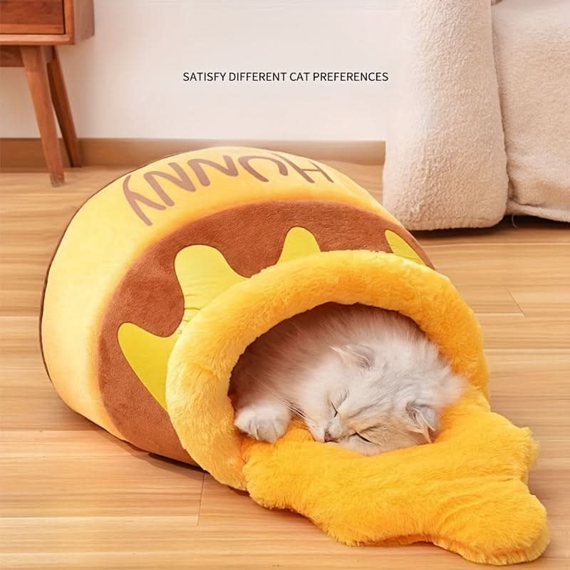 Cozy Honey Jar Shaped Cat Bed