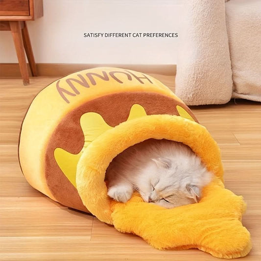 Cozy Honey Jar Shaped Cat Bed