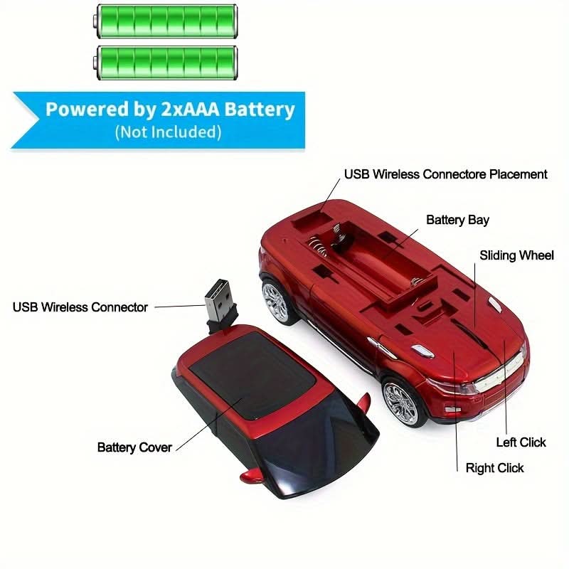Car-Shaped Wireless Optical Mouse – 1200DPI