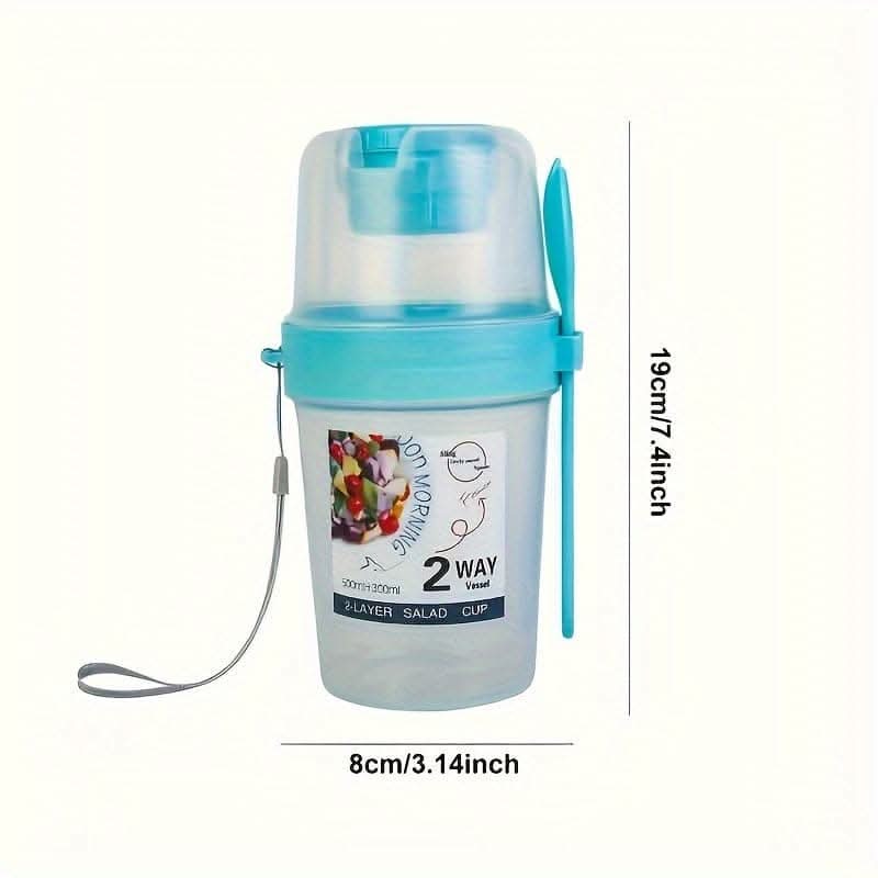 Salad Cup with Fork & Dressing Holder - Portable Salad Container