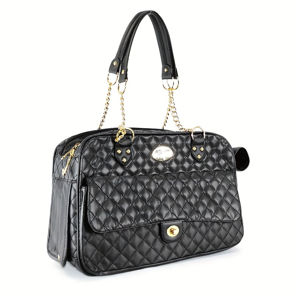 Black Faux Leather Pet Carrier Backpack