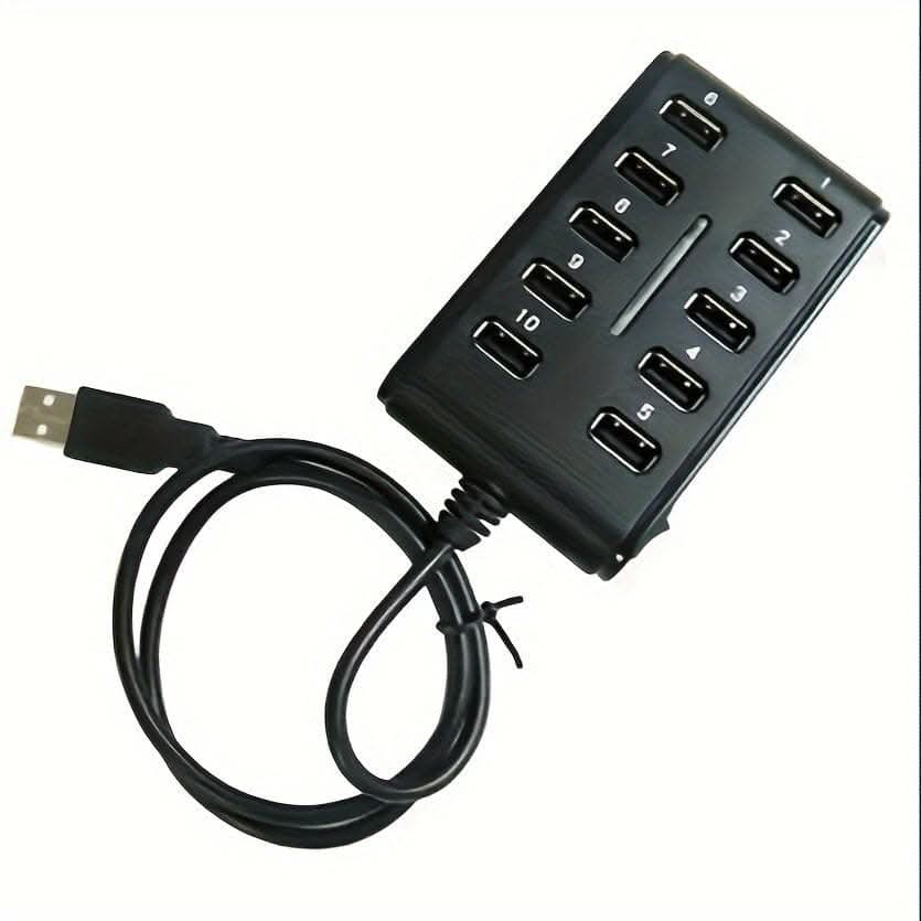 Portable General Purpose USB Hub with Switch – 10-Port Design