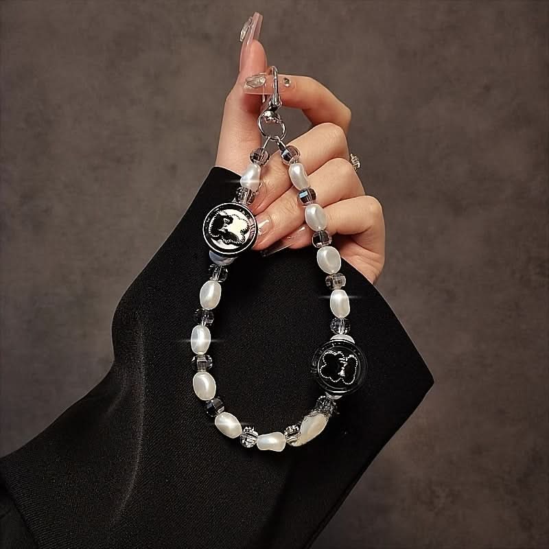 Bear Pearl Bead Phone Chain Bracelet Keychain