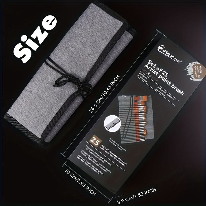24-Piece Nylon Brush Set – Portable Canvas & Art Brushes for Watercolor