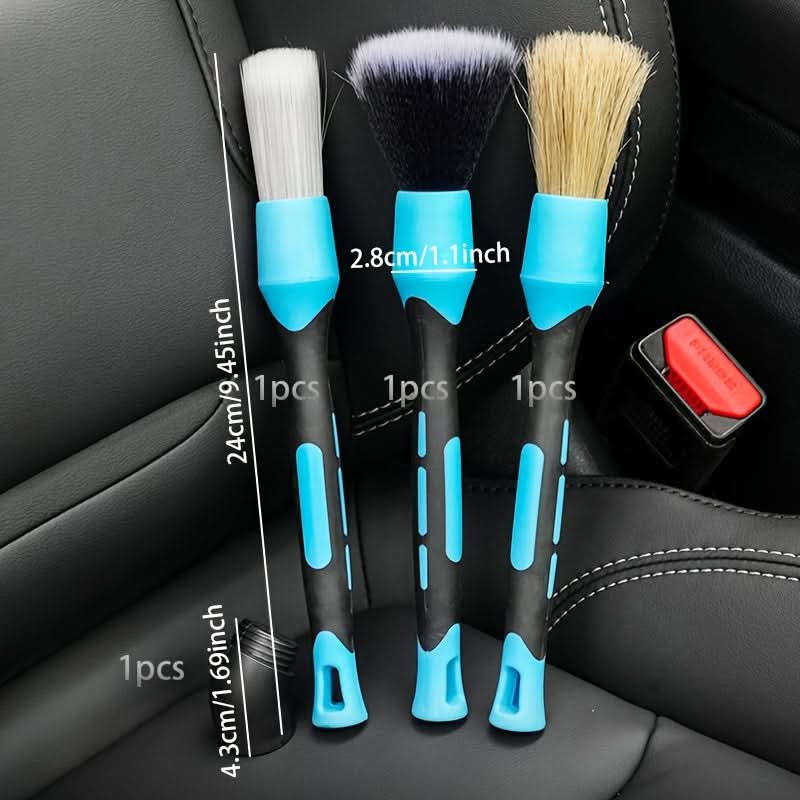 4-Piece Soft Bristle Detailing Brush Set – Flexible Head for Car Wheels