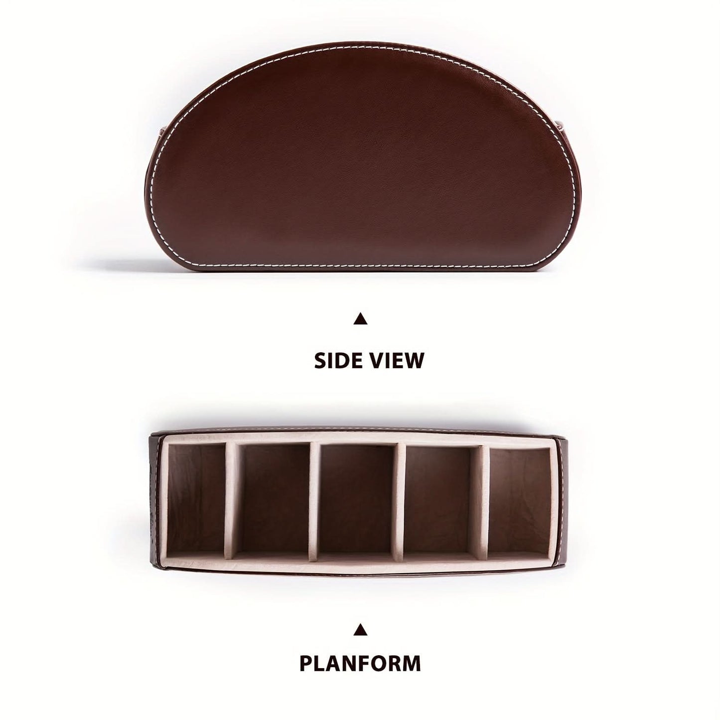 5-Compartment PU Leather Remote Organizer Box