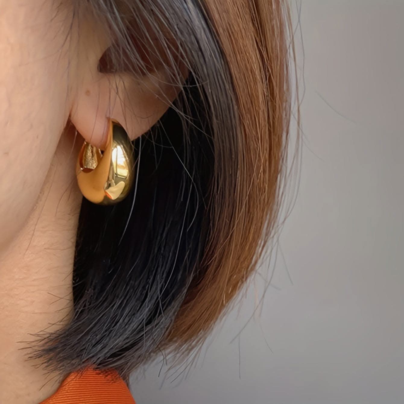 Vintage Copper Geometric Hoop Earrings