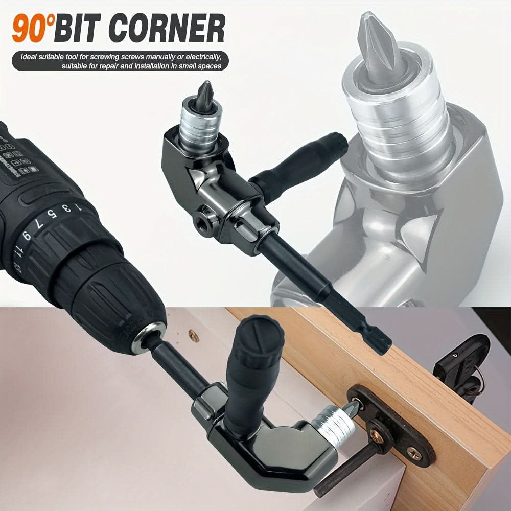 90° Angle Screwdriver - Compact Steel Tool