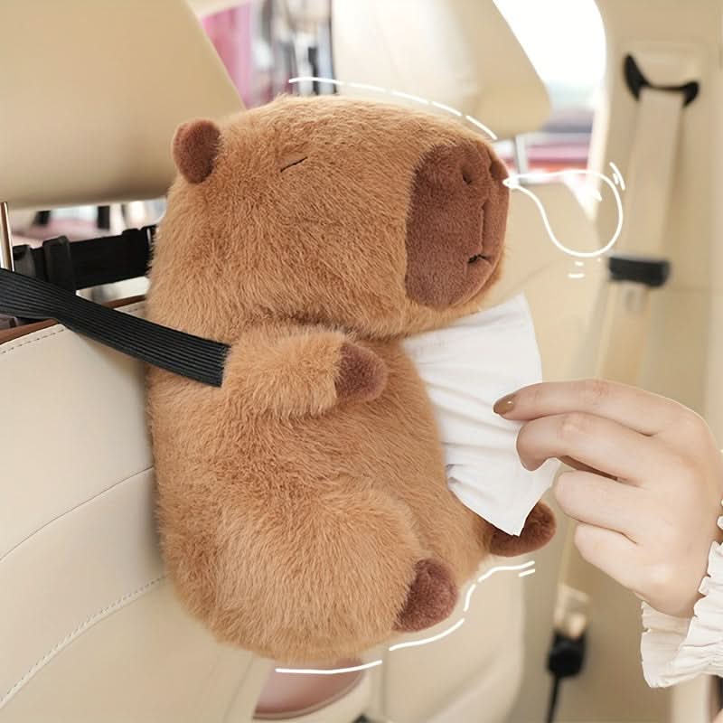 Capybara Plush Car Tissue Holder Organizer