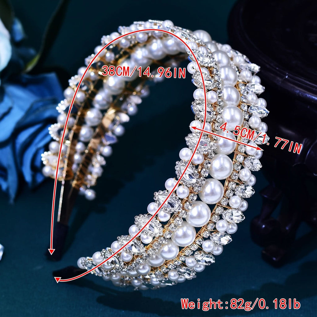 Vintage Faux Pearl Rhinestone Headband for Women