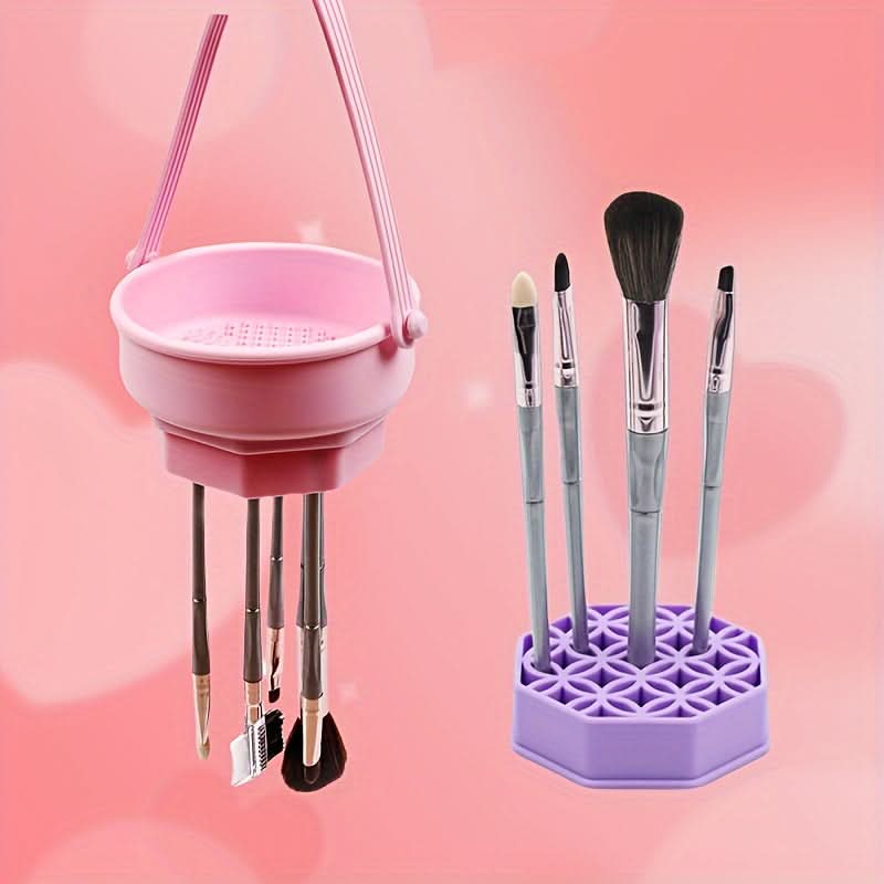Silicone Makeup Organizer Set - Detachable Drying & Storage Rack