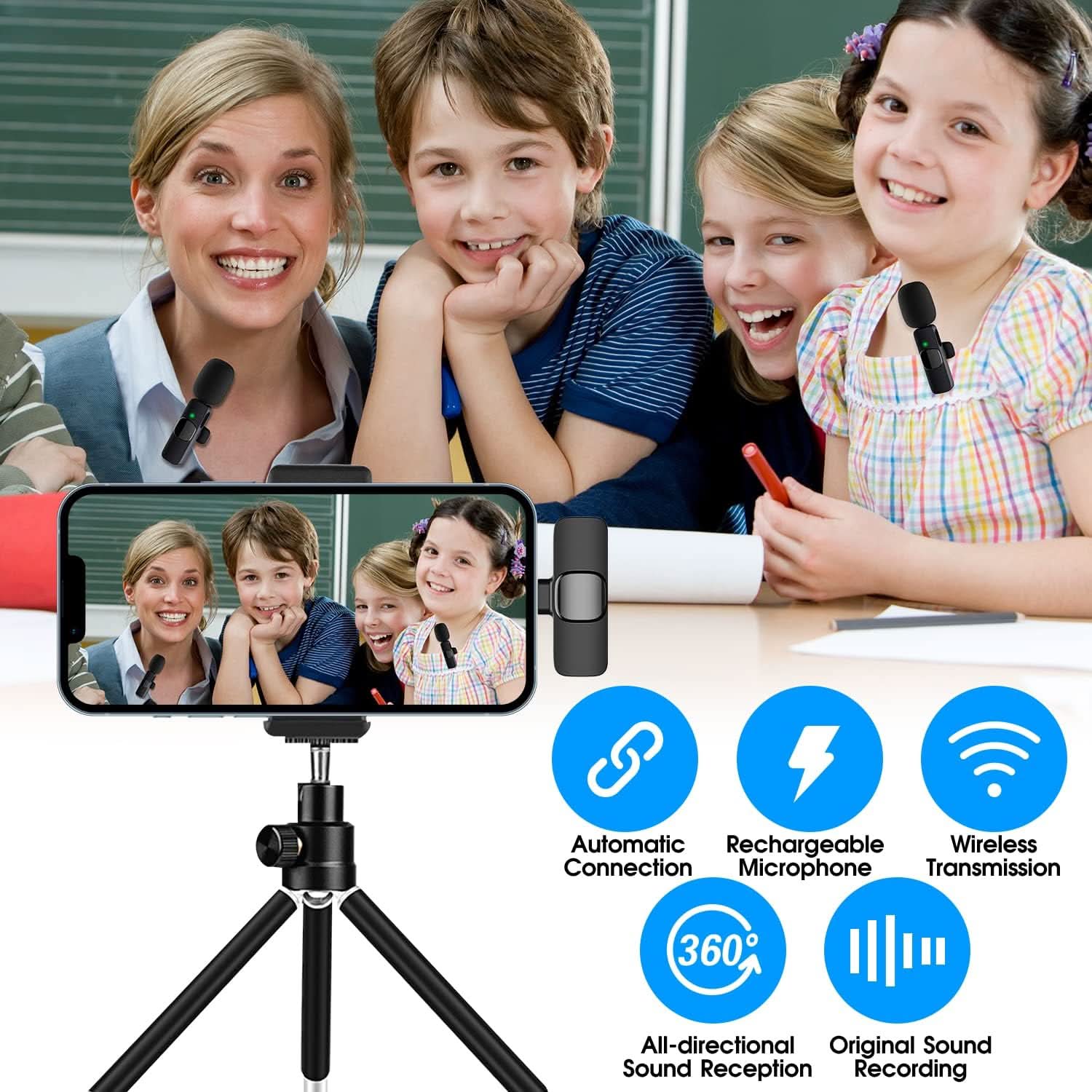 Pack of 2 pcs. Mini Wireless Lavalier Microphone