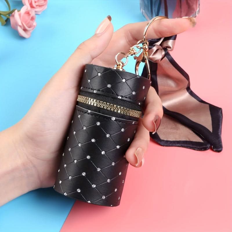 Chic White Faux Leather Lipstick & Coin Holder