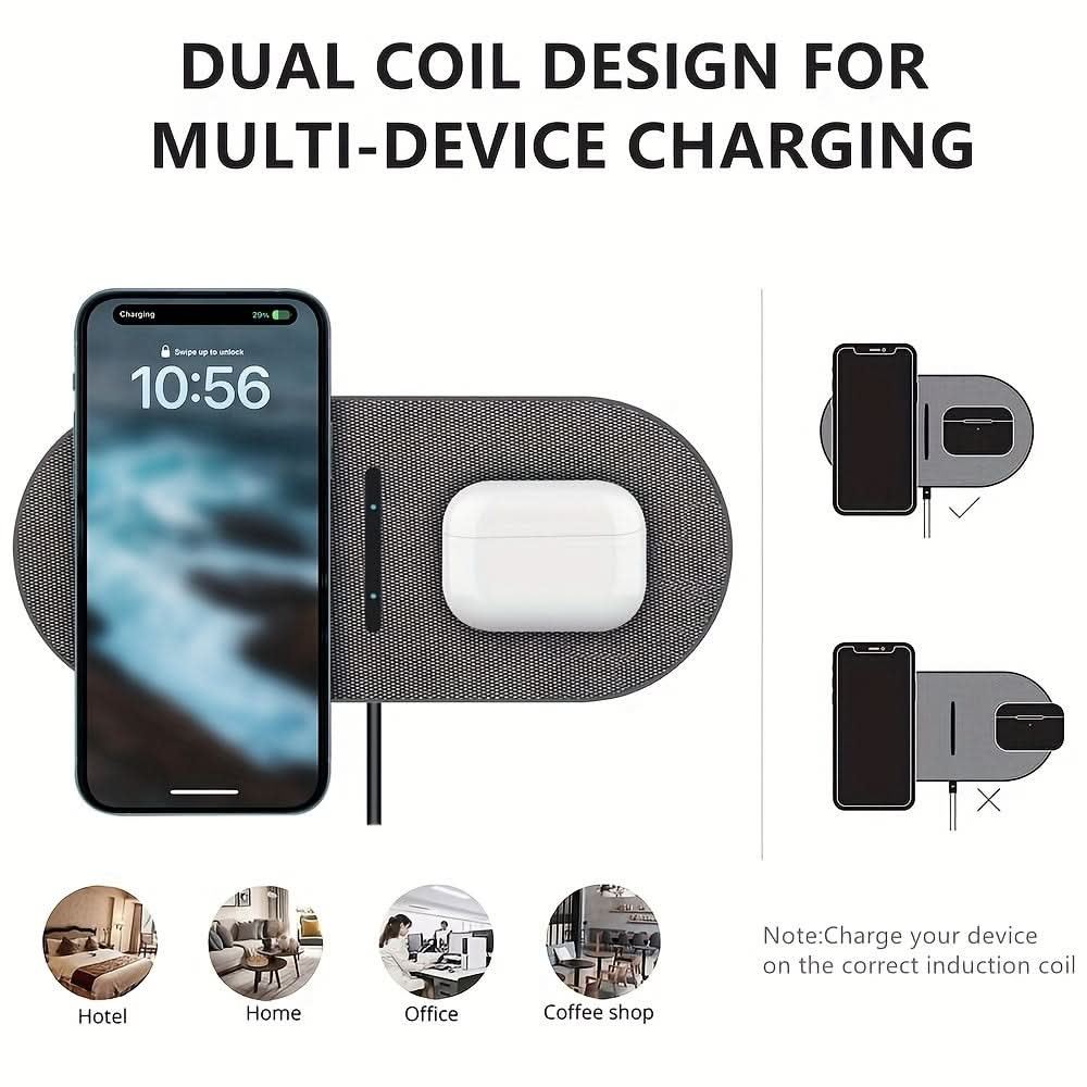 2-in-1 Dual Wireless Charger Pad – Fast Charging Station