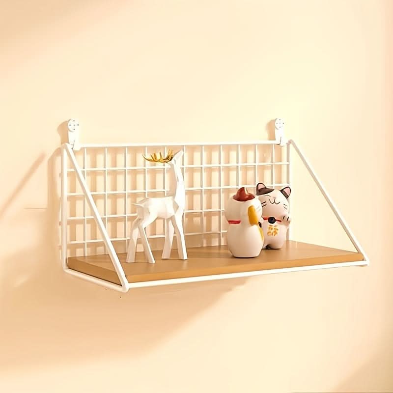 Metal Wall-Mounted Storage Rack - Floating Shelf, Punch-Free Hanging Organizer