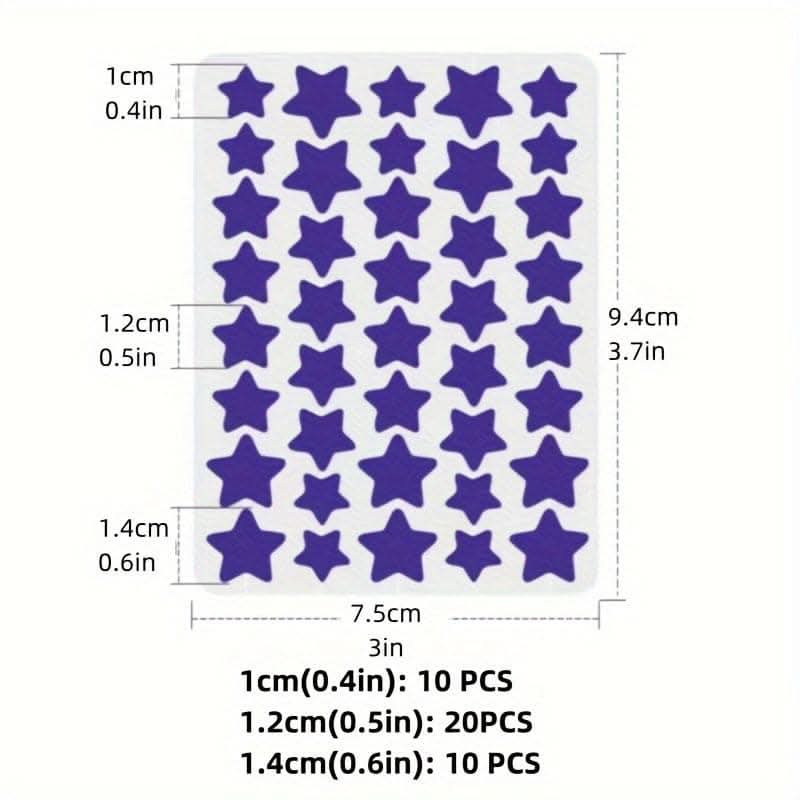 Single Pack of 40 Colorful Star & Heart Acne Patches - Skin-Safe Hydrocolloid Pimple Stickers