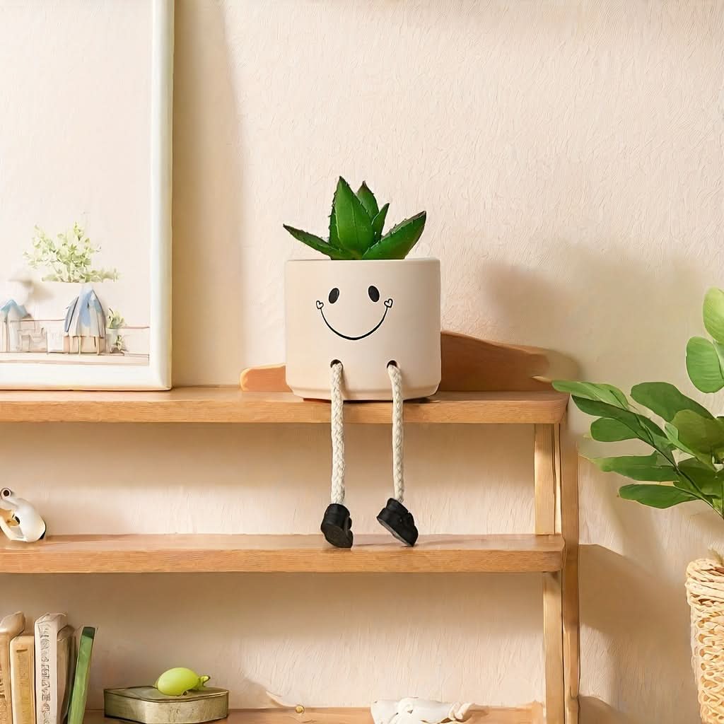 Adorable Ceramic Doll with Dangling Legs – Cute Shelf & Table Décor Gift