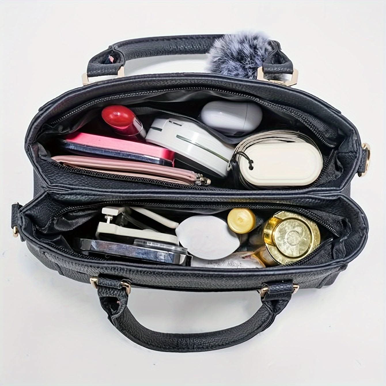 Women's Tote Bag With Pom-Pom Charm