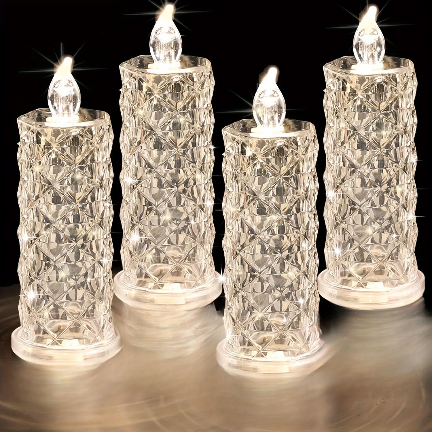 3-Pack Crystal LED Flameless Candle Lamps