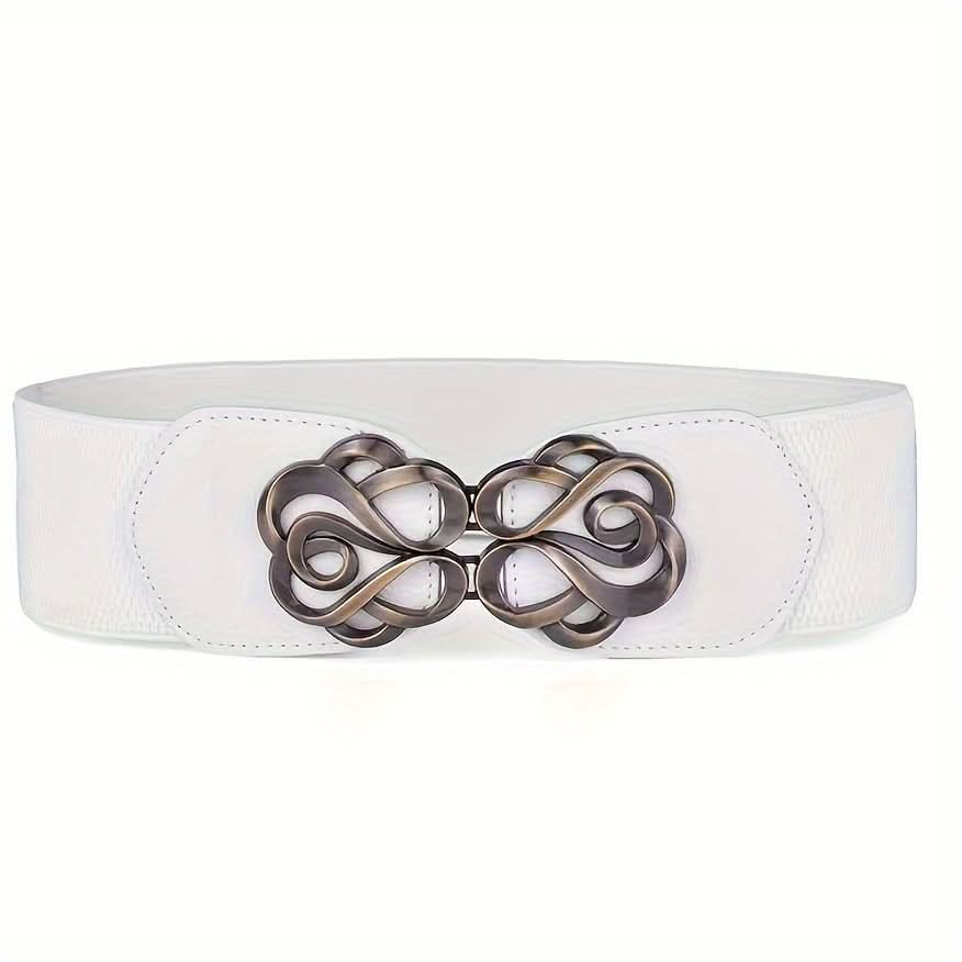 Vintage Elastic Waist Belt with Metal Buckle