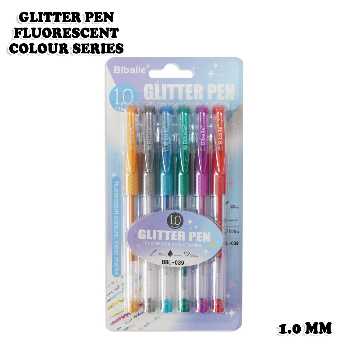 Bibaile Glitter Pen 6 Pcs Card