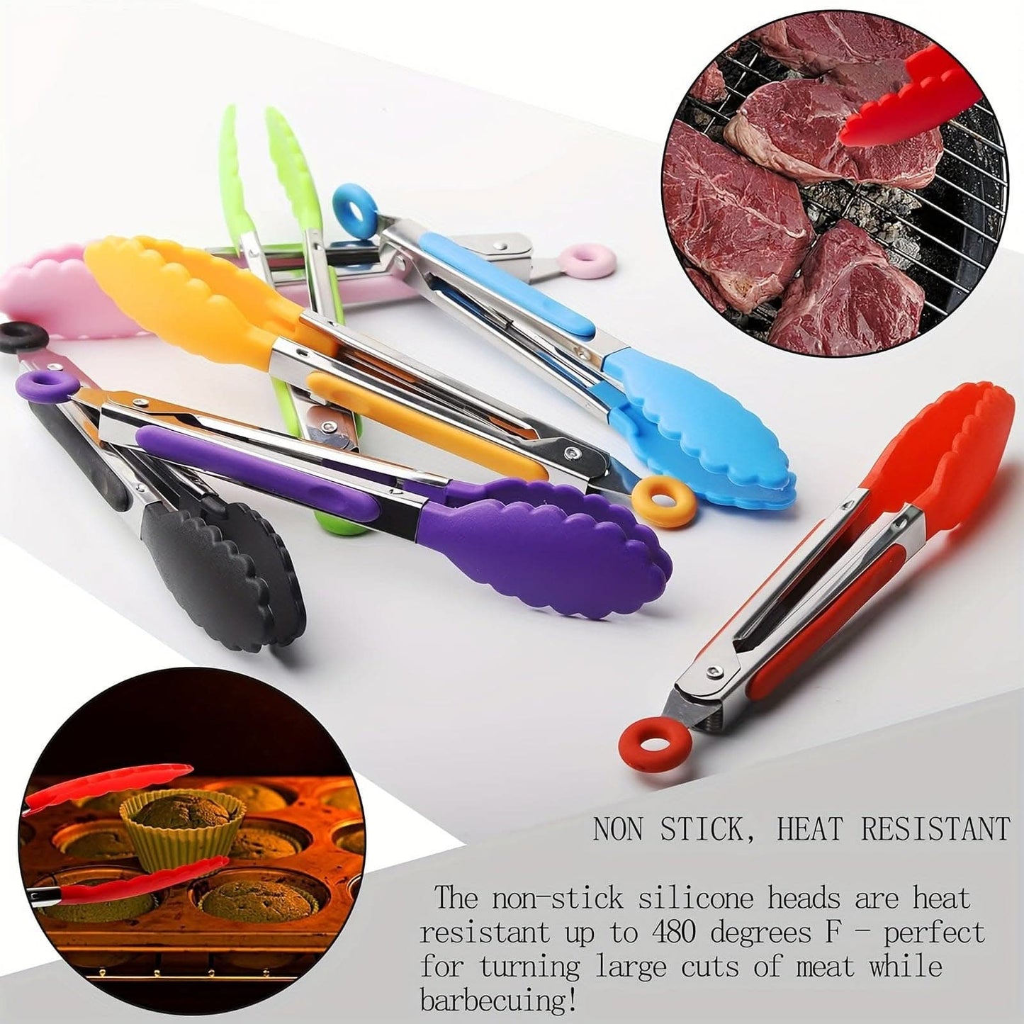 1/7pcs Mini Kitchen Tongs - 7-Inch Heat Resistant Nylon Tips
