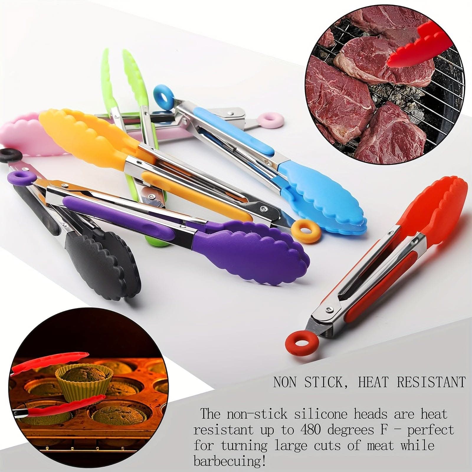 1/7pcs Mini Kitchen Tongs - 7-Inch Heat Resistant Nylon Tips