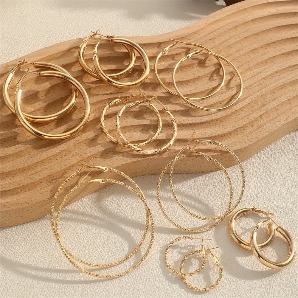 8 Pairs Elegant Hoop Earrings Set