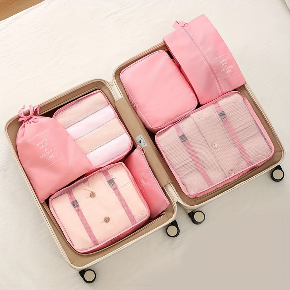 7-Piece Large Capacity Travel Organizer Set - Nylon Packing Cubes