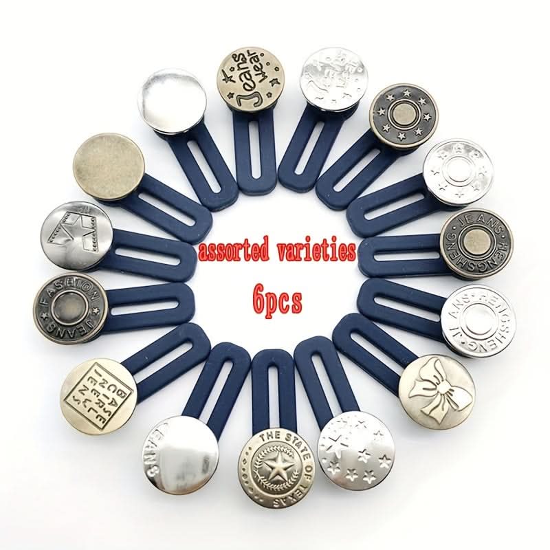 6pcs Metal Jeans Button Extenders, Adjustable Waist
