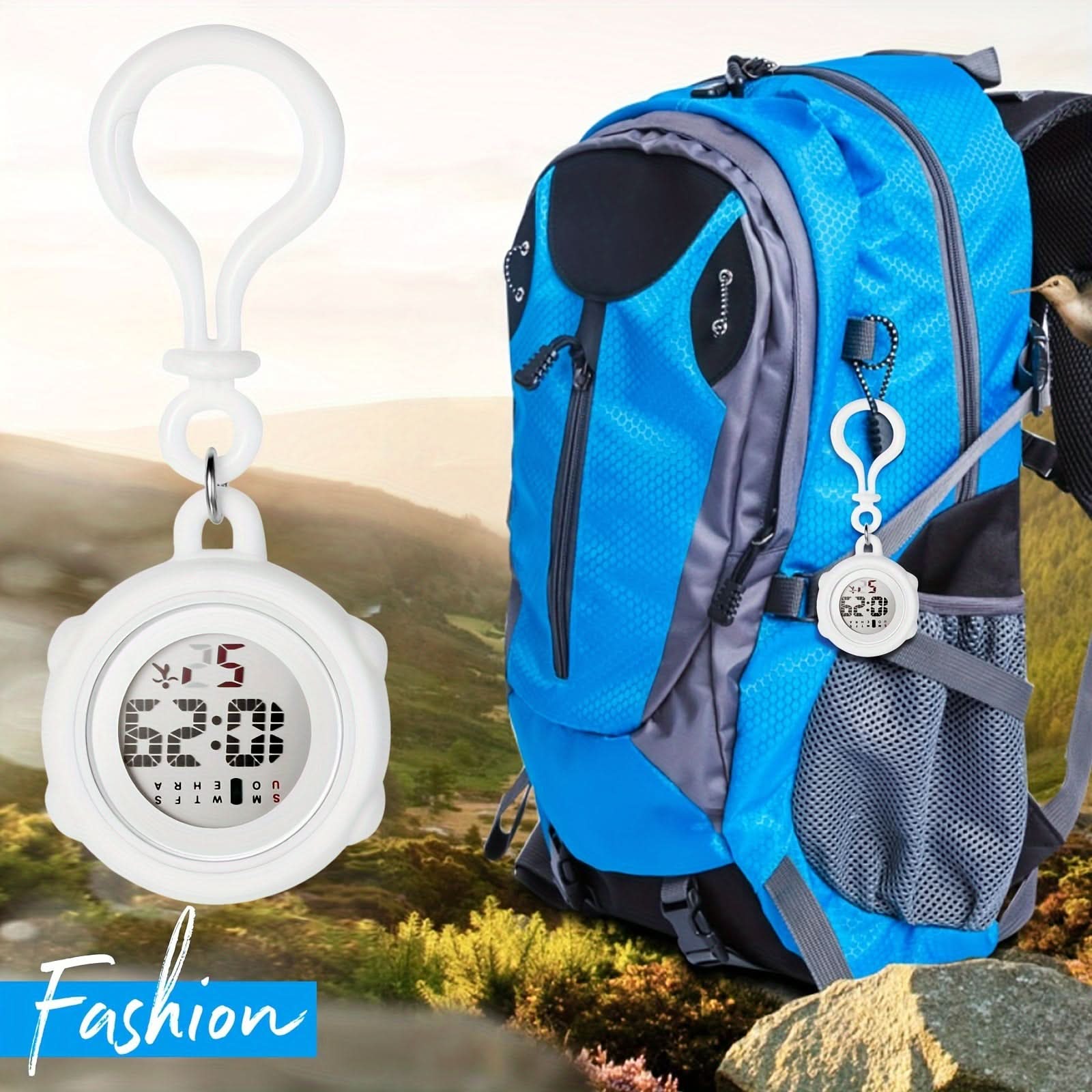 Digital Clip-On Watch with Silicone Cover & Carabiner - Fob Watch for Nurses