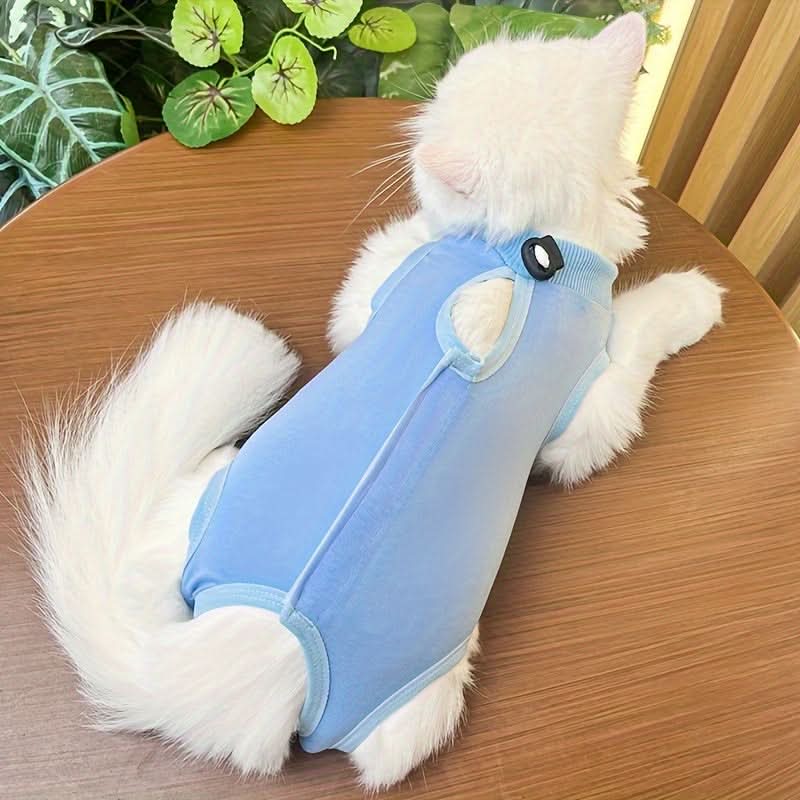 Anti-Lick Cat Recovery Suit – Soft, Elastic Post-Surgery Jumpsuit