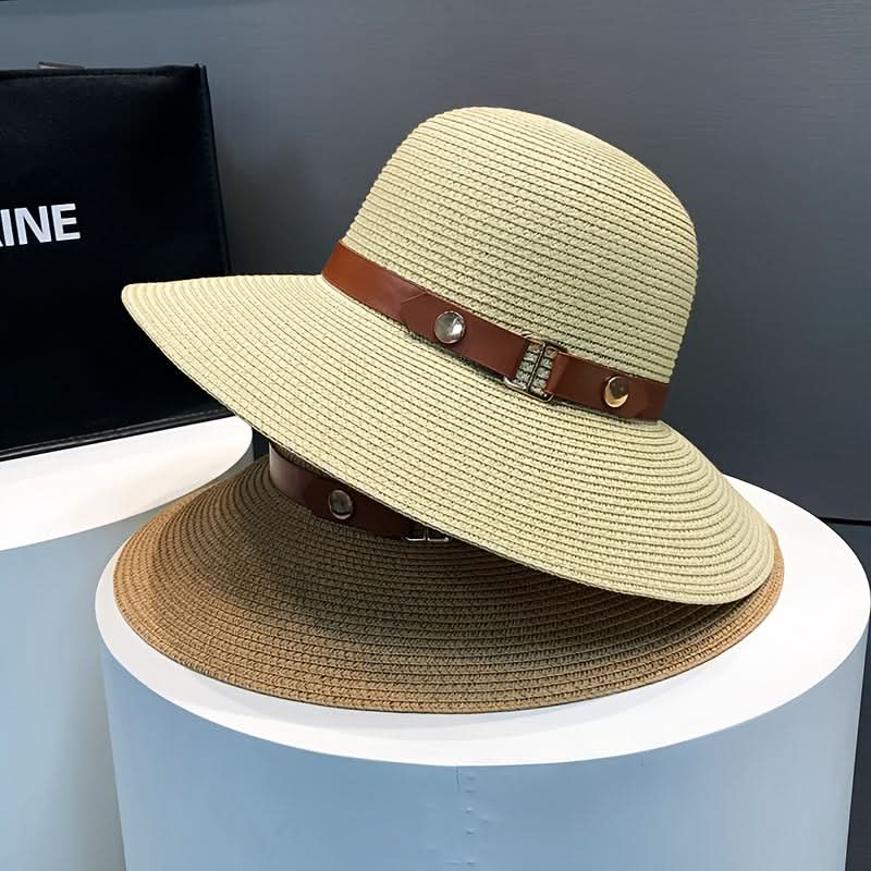 Women's Wide Brim Straw Sun Hat – Khaki Summer Beach Hat