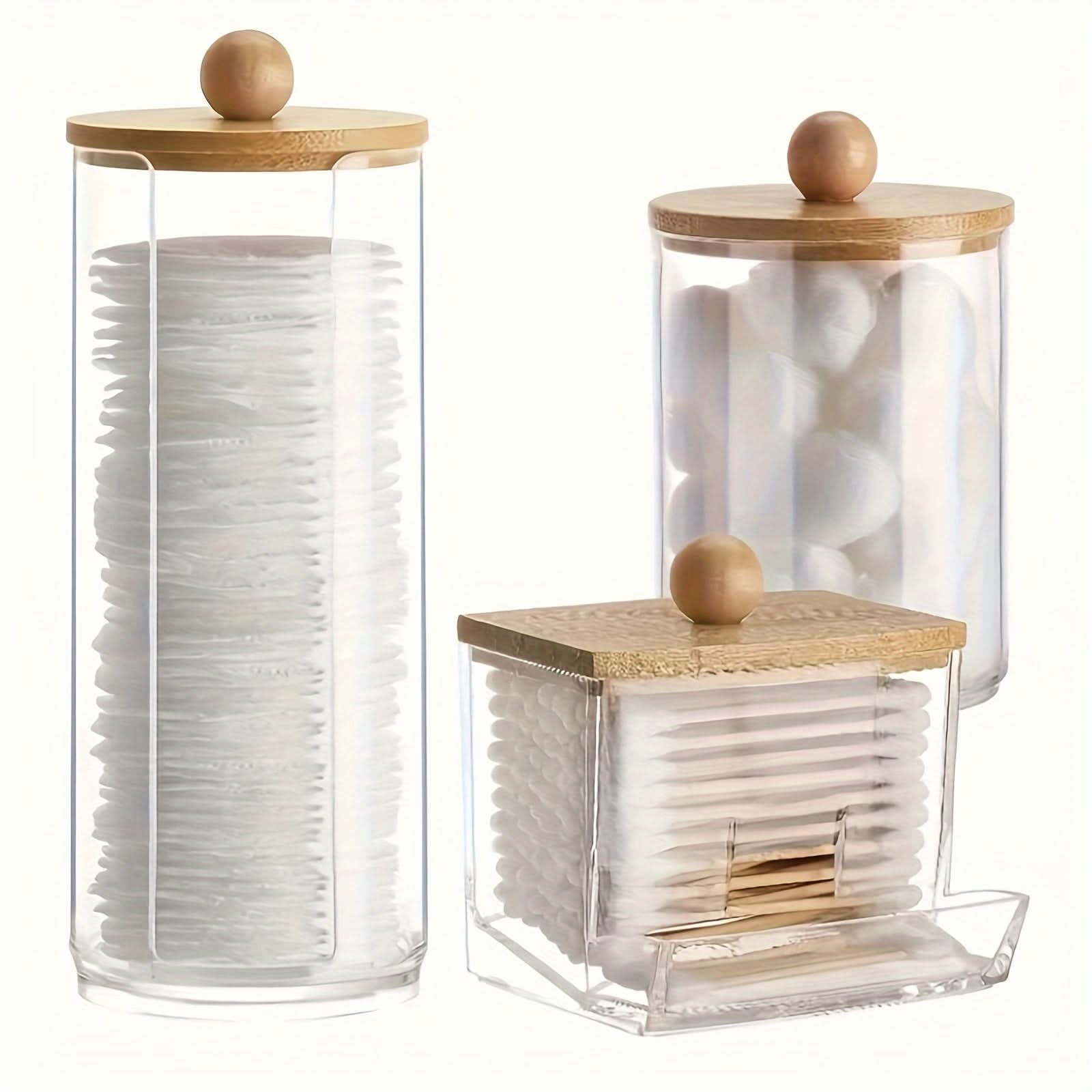 3-Piece Clear Bathroom Storage Jar Set