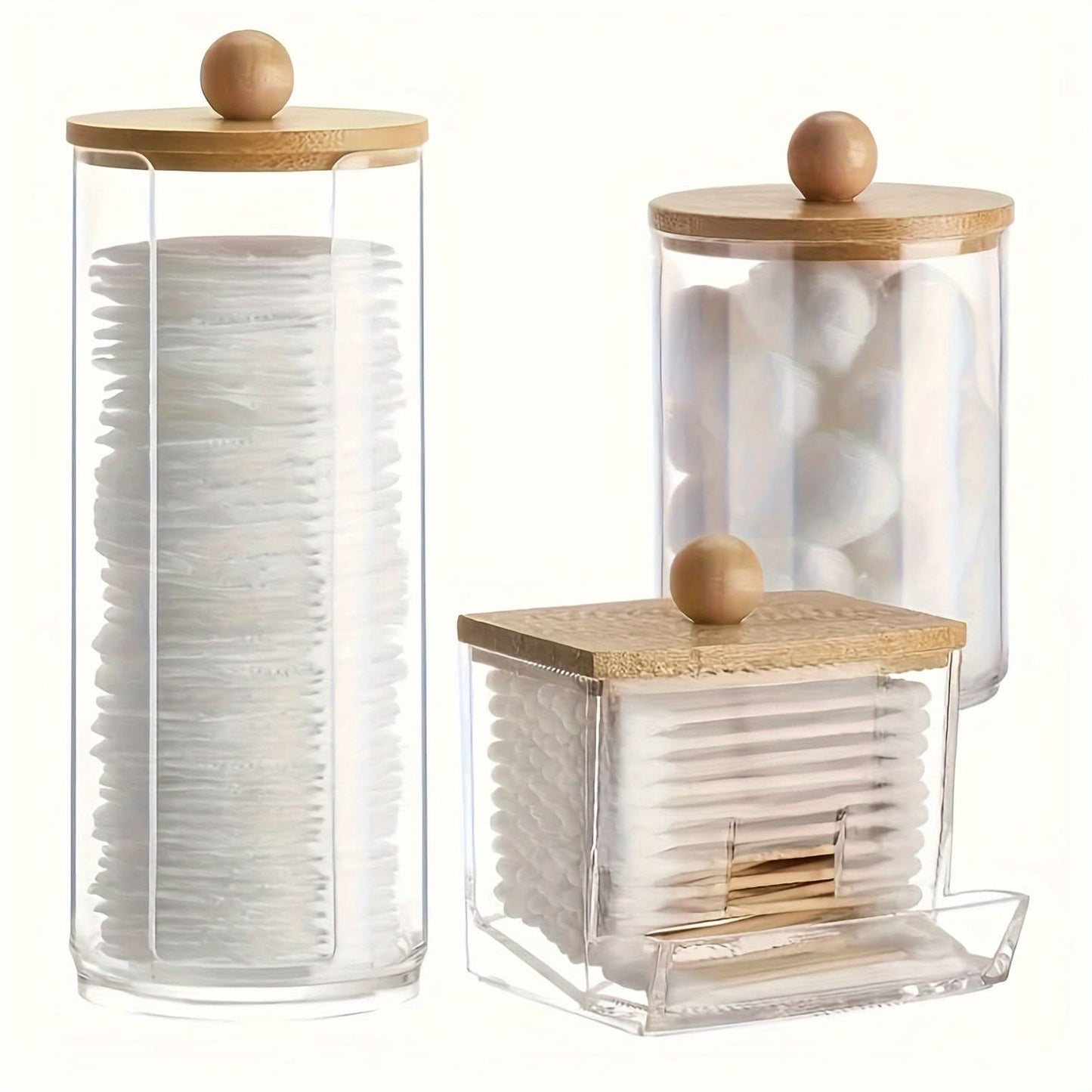 3-Piece Clear Bathroom Storage Jar Set