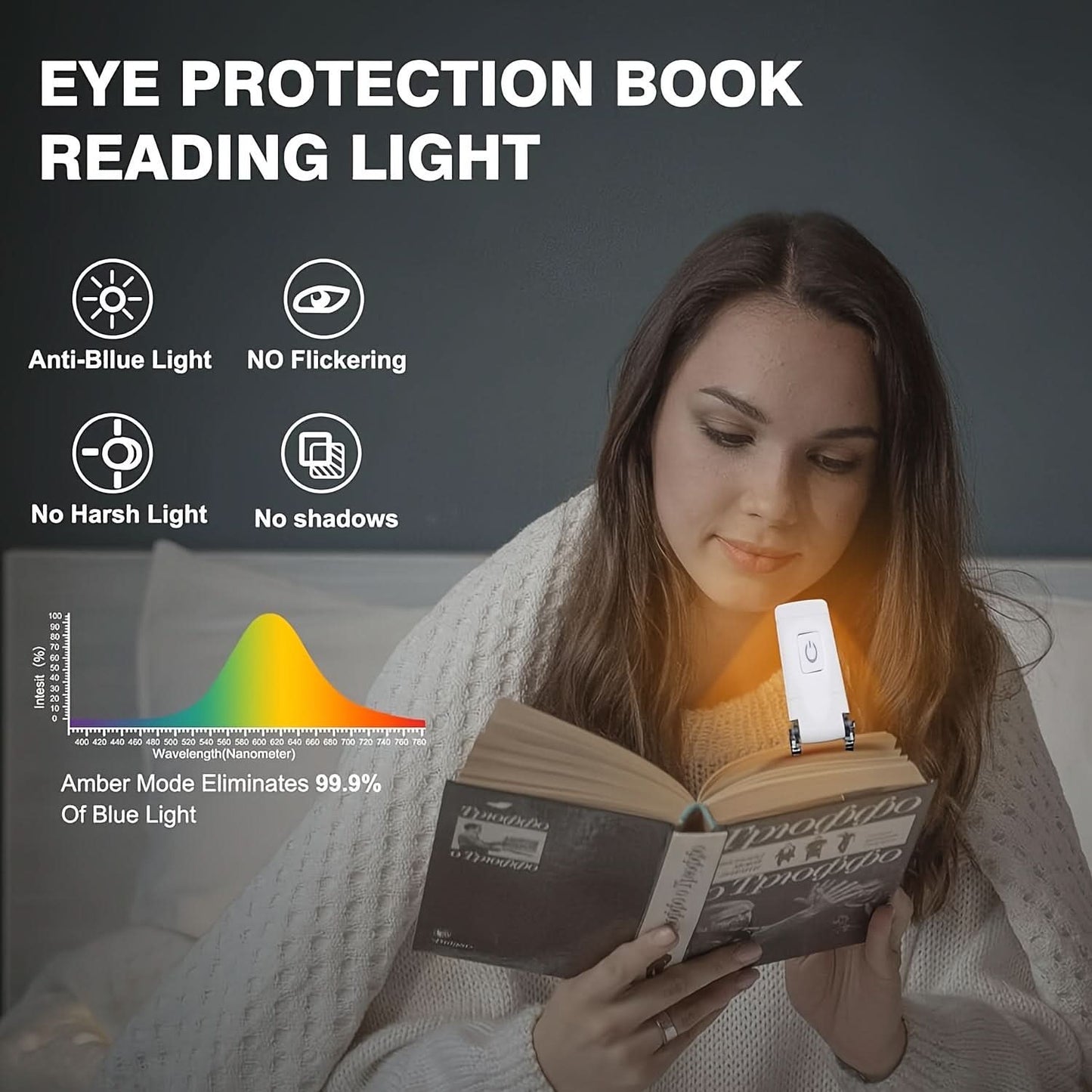 Compact USB Rechargeable Reading Light with Clip