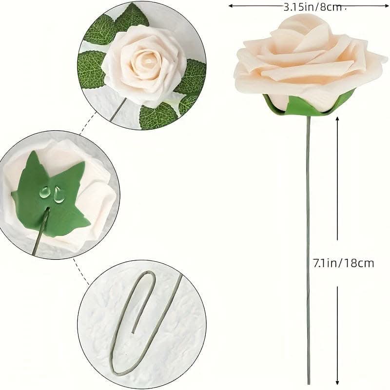 25pcs Forest Green Ombre Artificial Roses - Luxurious & Real-Like