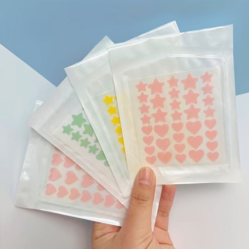 Single Pack of 40 Colorful Star & Heart Acne Patches - Skin-Safe Hydrocolloid Pimple Stickers