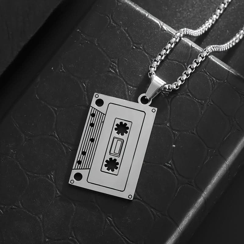 Retro Cassette Tape Pendant Necklace Set