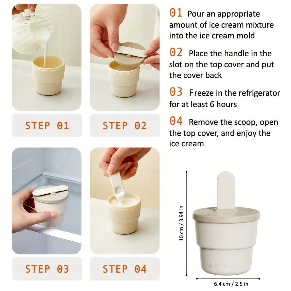 Silicone Ice Cream Cup - Freezable & Oven Safe Dessert Cup