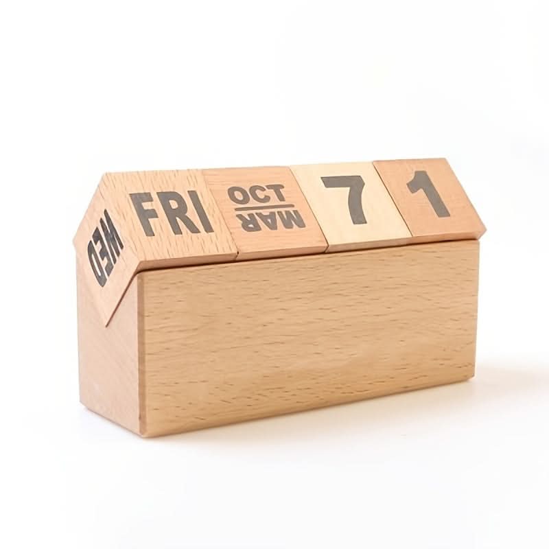 Wooden Perpetual Desk Calendar Organizer