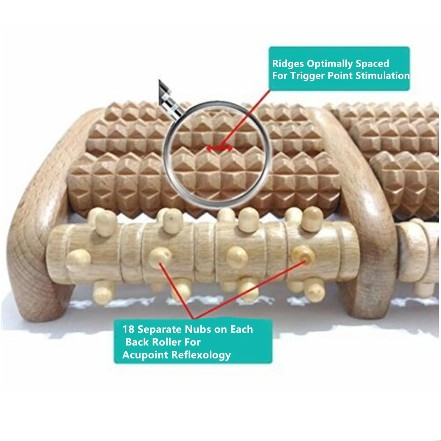 Wooden Dual Foot Massager Roller for Pain Relief