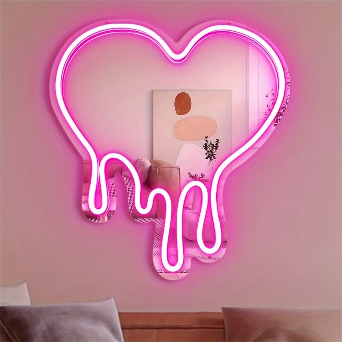 Heart-Shaped LED Neon Mirror Wall Decor
