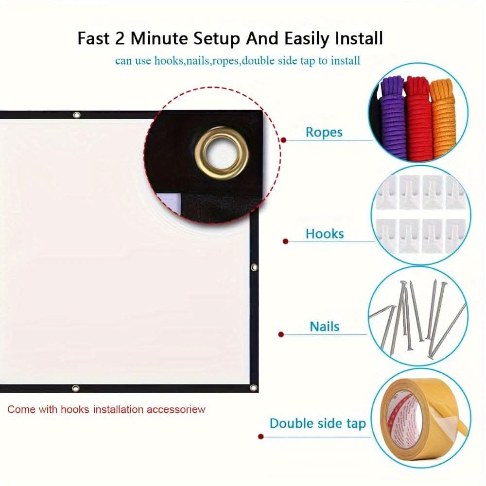 84-Inch 4K Portable Projector Screen, 3D Ready
