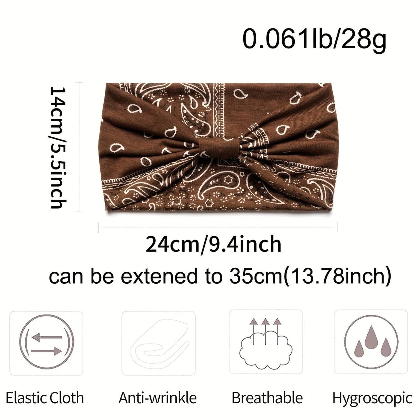 Stylish Boho Turban Headband – Soft Stretchy Paisley Pattern with Knotted Design