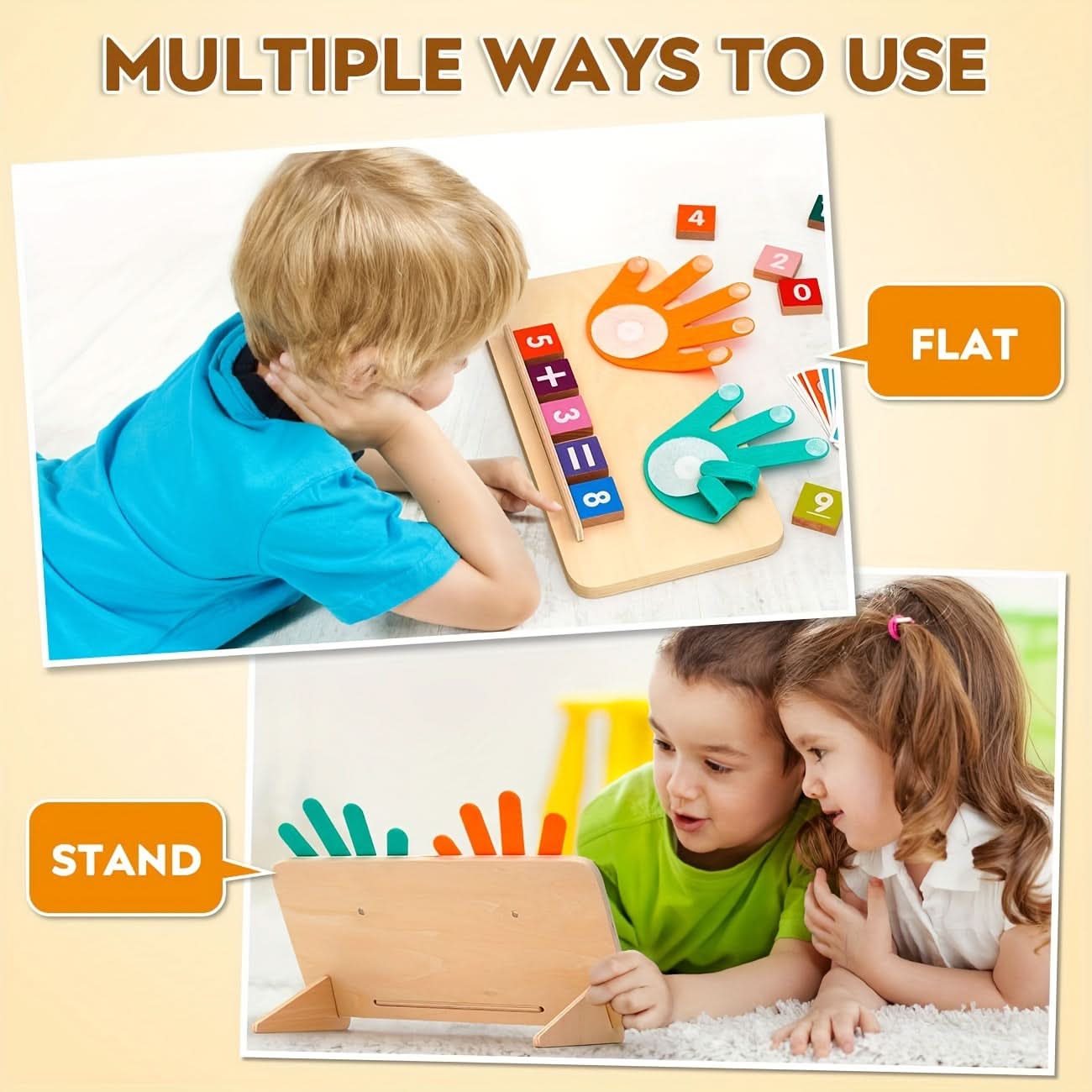 Wooden Math Board Counting Toy – Educational Number & Finger Counting Blocks for Kids