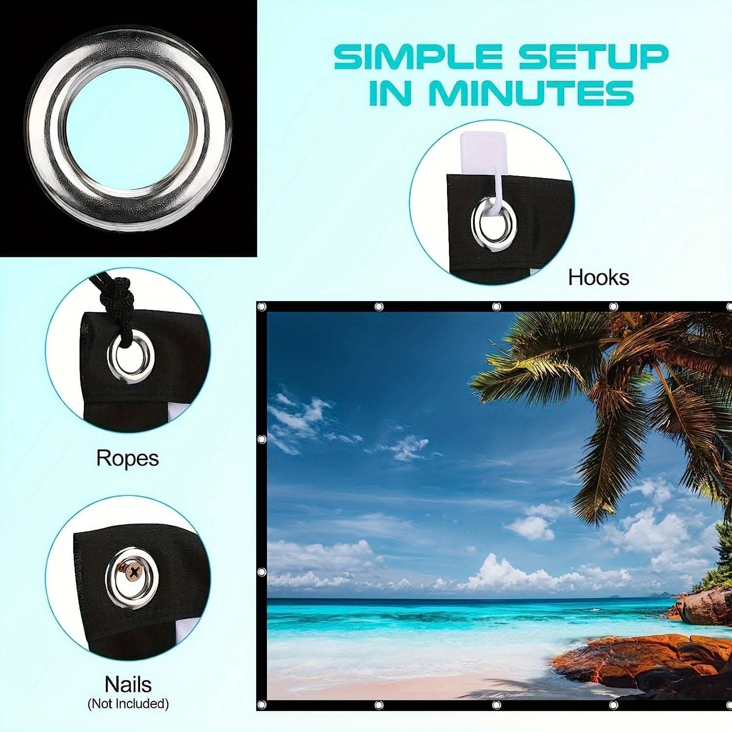 Portable 72/84/100 Inch HD Projection Screen