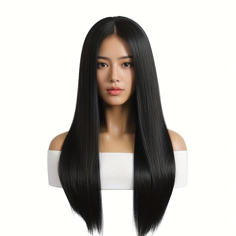 Women's Elegant 28-Inch Straight Long Wig – High Temperature Fiber