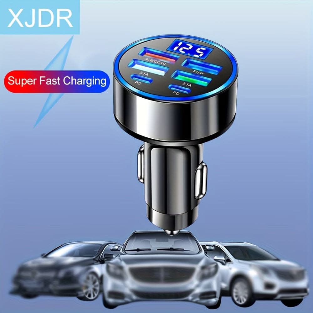 XJDR Multi-Port Car Charger: Fast USB & PD